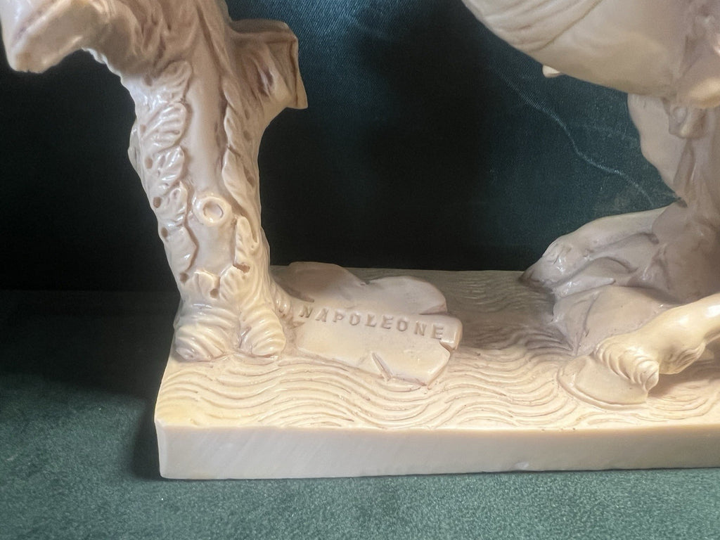🔴 Statua scultura NAPOLEONE sul CAVALLO RAMPANTE polvere di marmo vintage