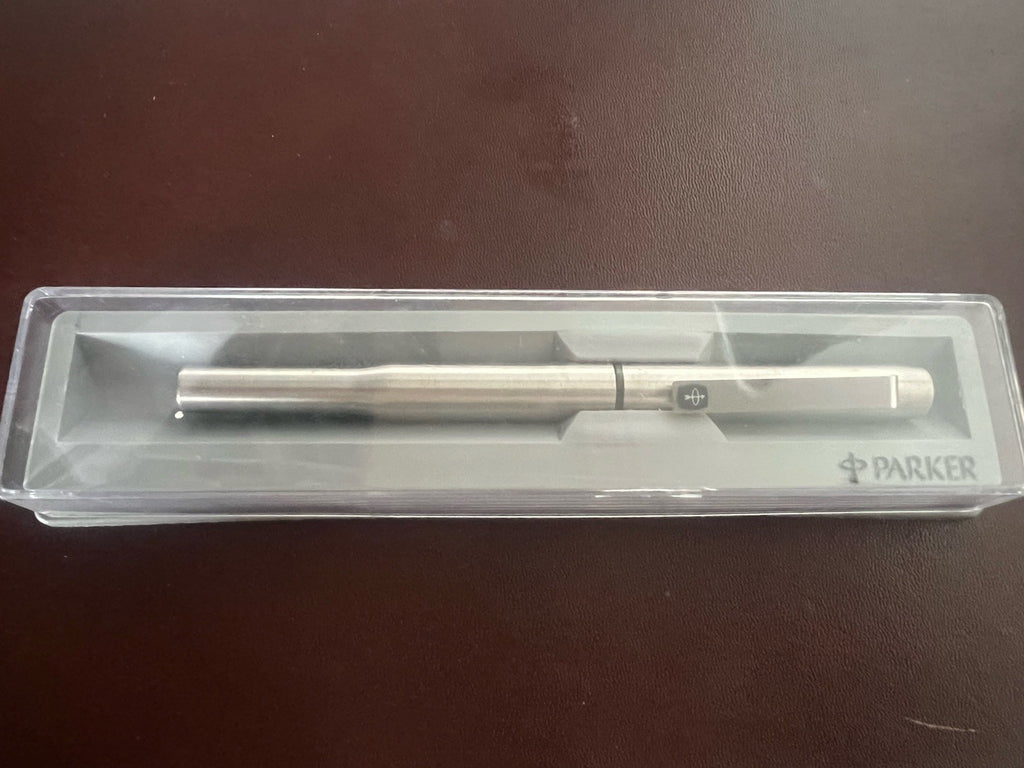 🔴 PARKER penna stilografica 25 cromata clip NERA scrive vintage 1970