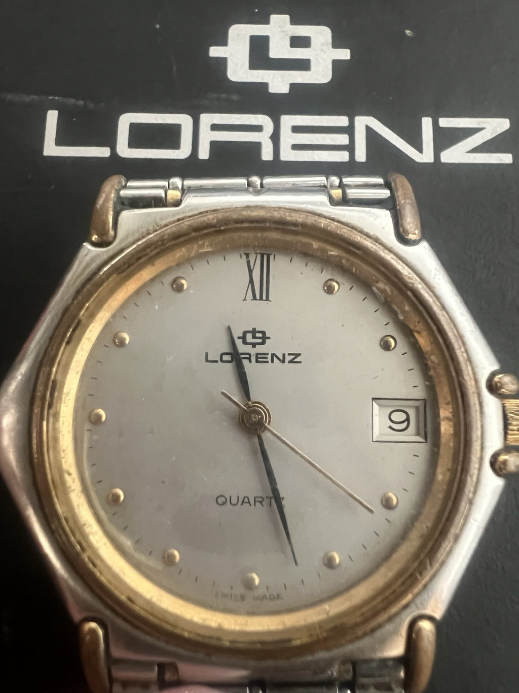 🔴 LORENZ orologio uomo al quarzo acciaio e laminato funziona vintage