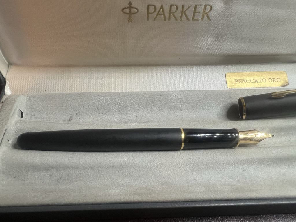 🔴 PARKER penna stilografica Sonnet P Francia nera e placcata oro pennino M