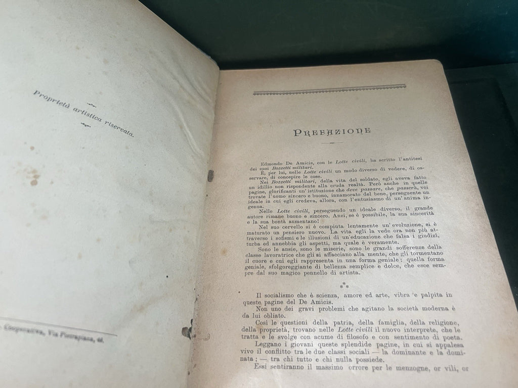 🔴 Libro LOTTE CIVILI De Amicis Nerbini editore Firenze antico 1900