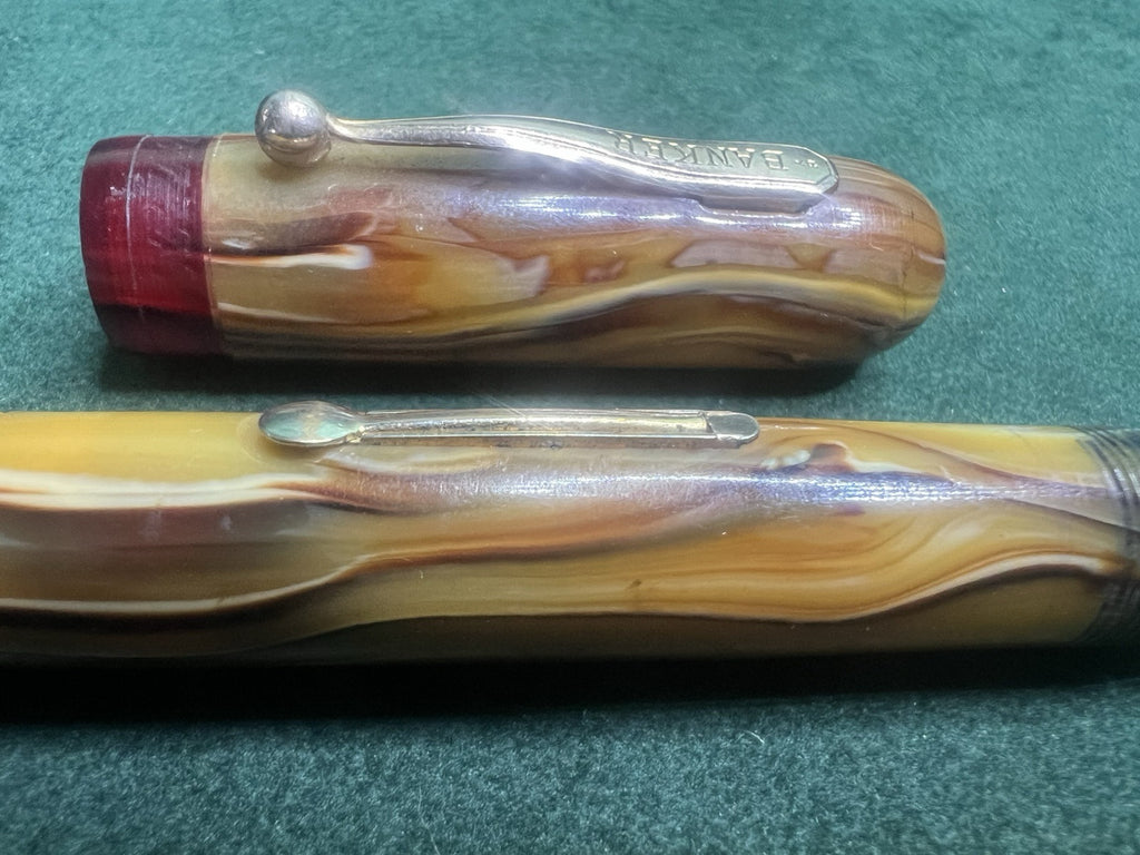 Banquier Stylo-Plume Wa Marbré Ambre Duo Crayon Mécanique Vintage