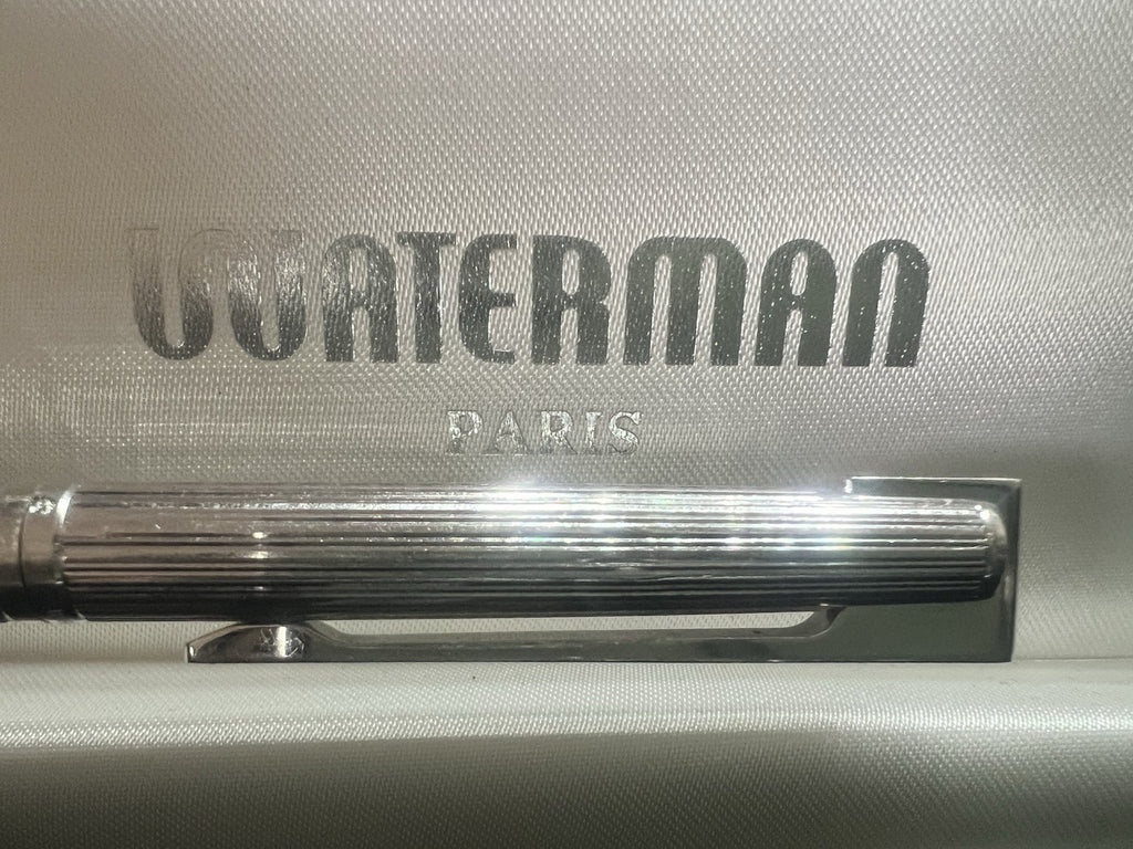 🔴 WATERMAN penna sfera Drop ARGENTO 925 placcata platino scrive RARA VINTAGE